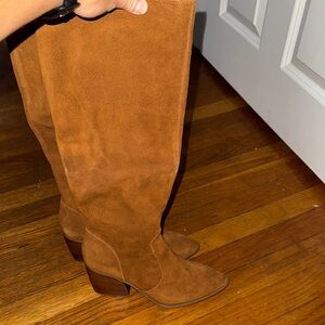Brown Suede Knee-High Boots